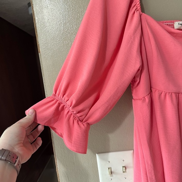 Impressions Vibrant Pink Blouse Ruffled Sleeve - Picture 2 of 5